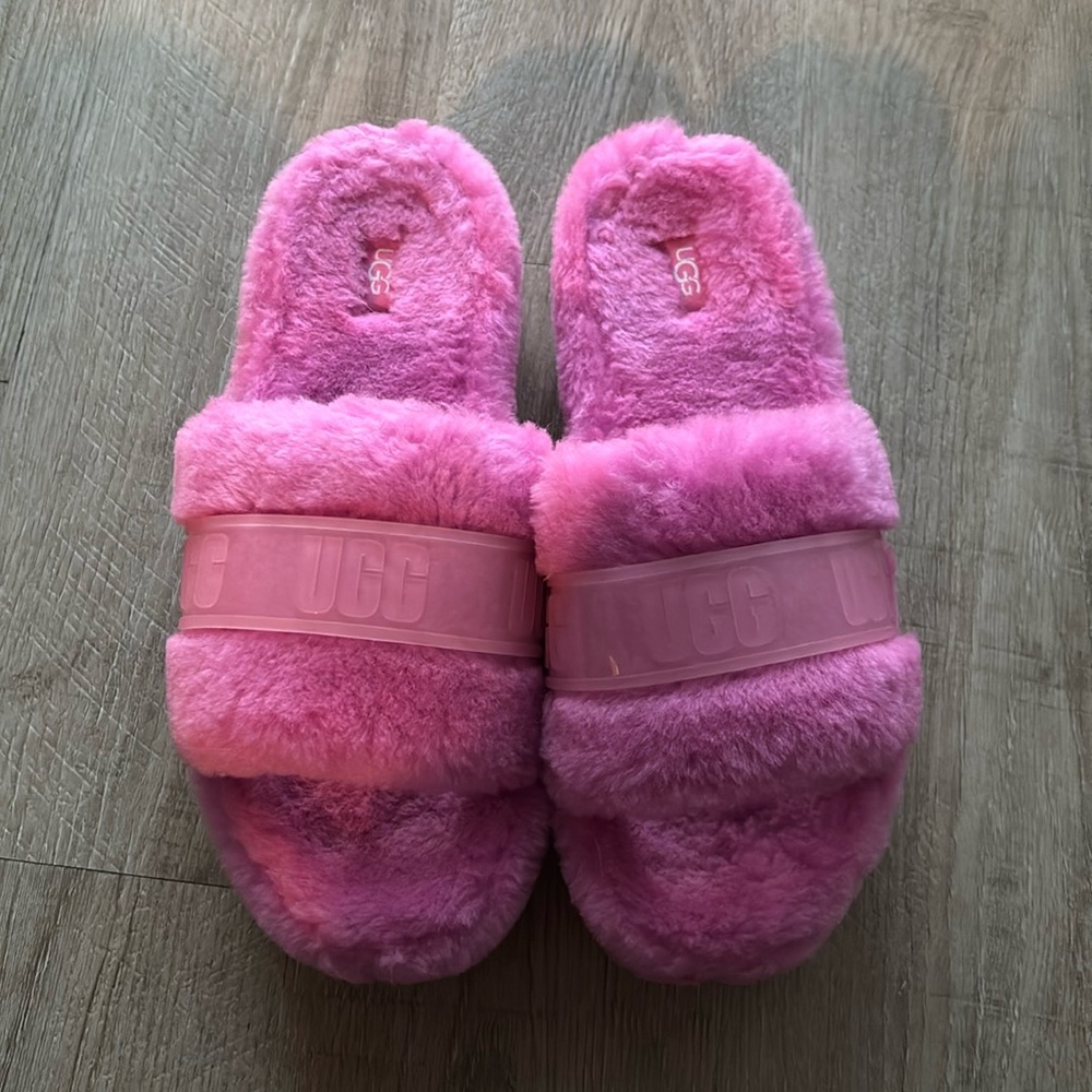 Brand new Ugg faux fur slip on platform sandals
